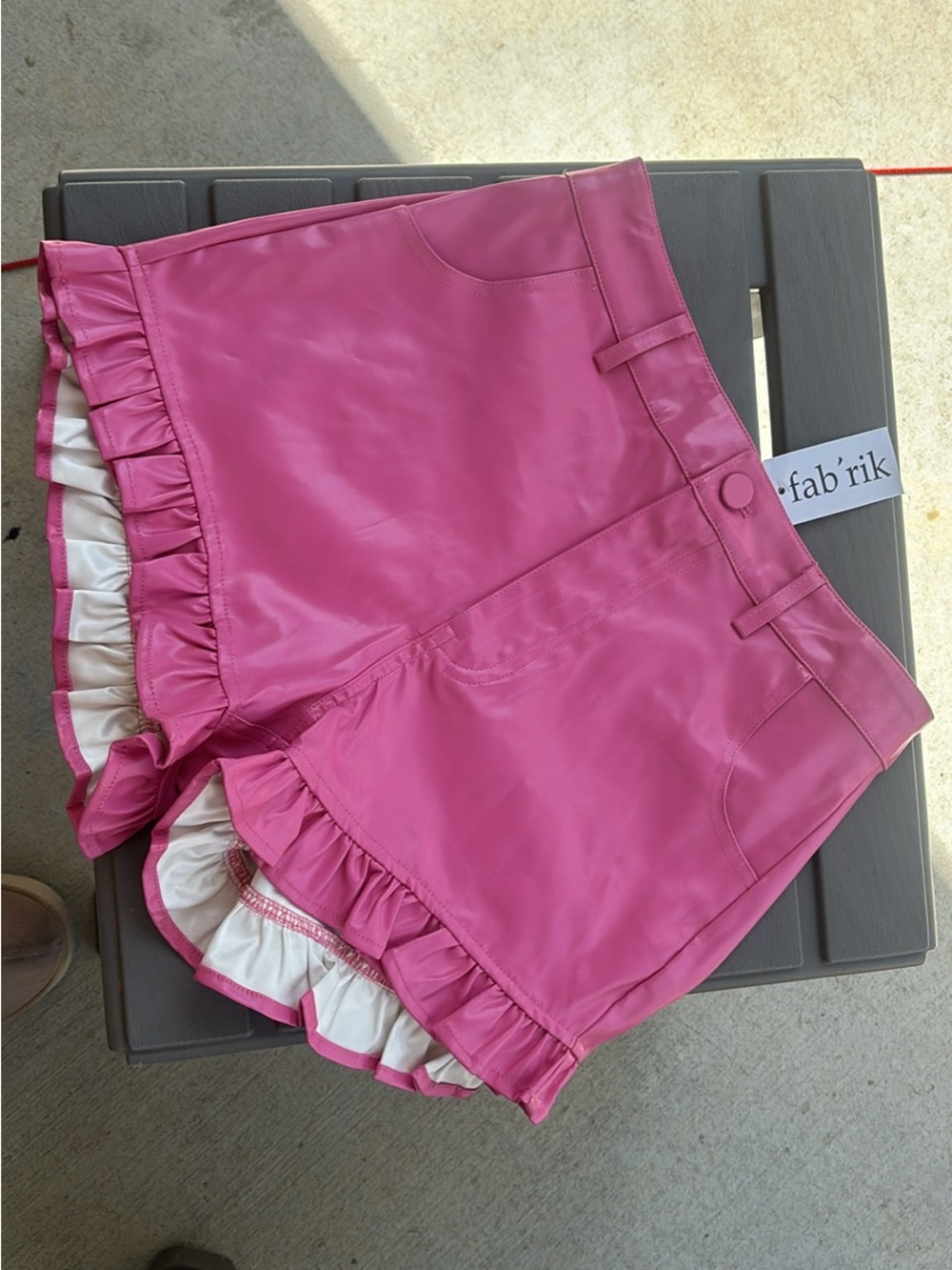 fab'rik Pink Ruffle Skort with White Lining